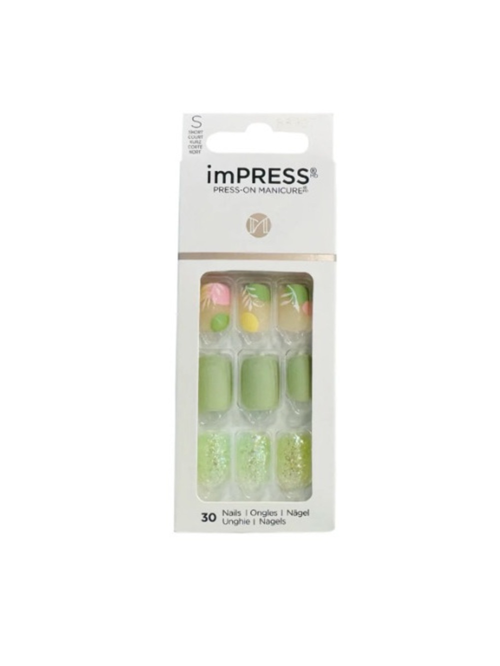 imPRESS Spring Green Floral & Glitter Press-On Nails